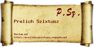 Prelich Szixtusz névjegykártya